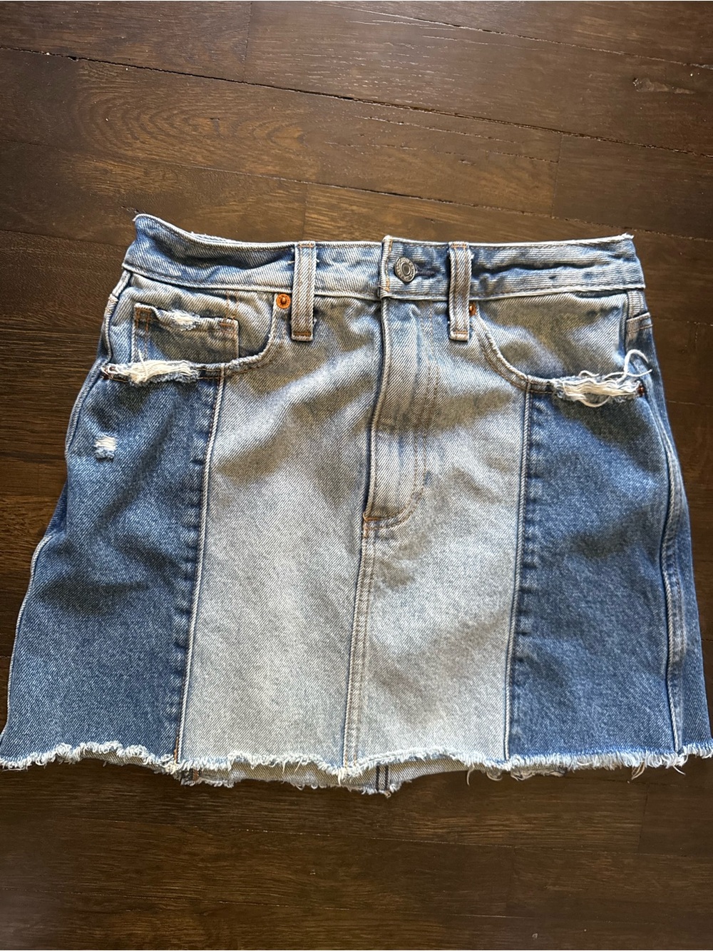 Abercrombie & Fitch Colorblock Denim Mini Skirt